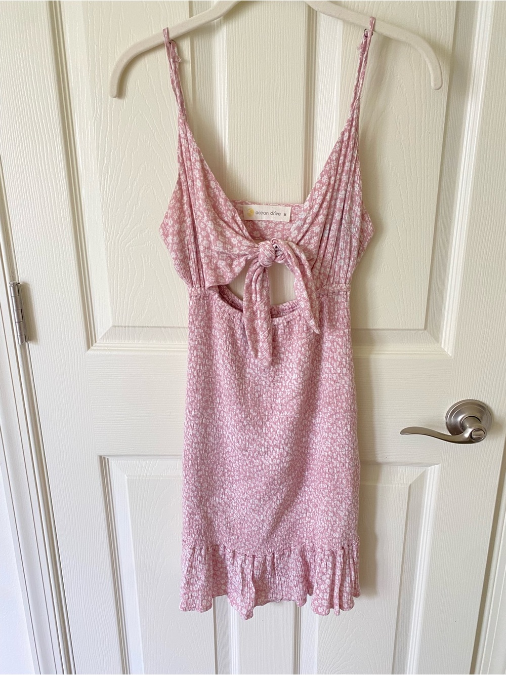 Ocean Drive Pink Floral Tie-Front Mini Dress